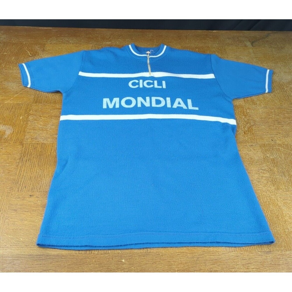 Vintage 1970's‎ Original Wool Blend CICLI MONDIAL Team Cycling Jersey Size L/XL